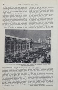 Seite aus einem Magazinartikel über ein imaginäres eingeschneites London von English School