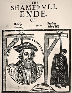 Pamphlet zur Ankündigung der Hinrichtung von John Atherton und seinem Liebhaber John Childe wegen Sodomie