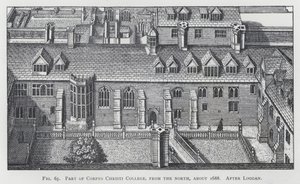 Teil des Corpus Christi College, von Norden, um 1688, nach Loggan (Gravur) von English School