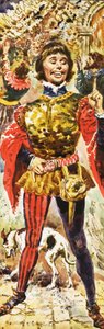 Piers Gaveston bei der Krönung von König Edward von English School