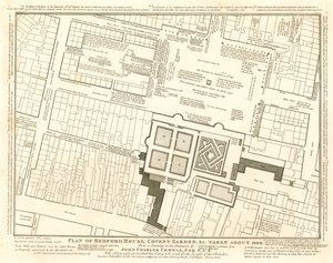 Plan von Bedford House, Covent Garden, London, um 1690 von English School