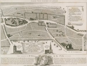 Plan der nordwestlichen Vororte von London um St Giles in the Fields von English School