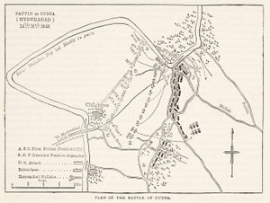 Plan der Schlacht von Dubba (Hyderabad) 24. März 1843, Illustration aus Cassells Illustrierter Geschichte Englands