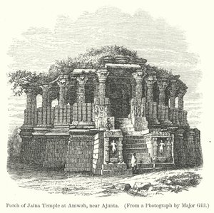 Vorhalle des Jaina-Tempels in Amwah, nahe Ajunta (Gravur) von English School