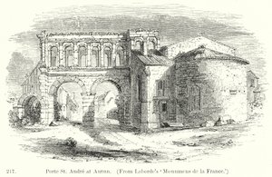 Porte St Andre in Autun (Gravur) von English School