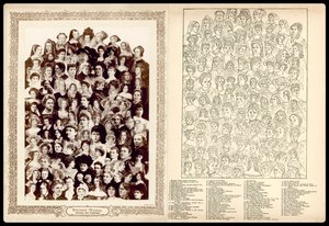 Porträtmontage, um 1910: Bedeutende Frauen, literarisch und historisch (Lithographie)