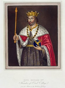 Porträt von König Edward II (1284-1327), Gründer des Oriel College, nach einem Gemälde in der Bodleian Library (Farbstich)