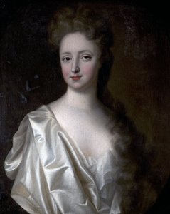 Porträt einer jungen Frau in weißem Satin von English School