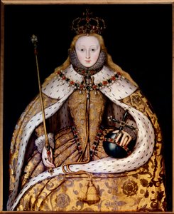 Porträt von Königin Elisabeth I. in Krönungsrobe, ca. 1600 von English School