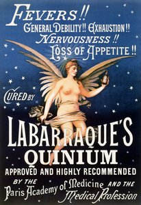 Plakat für Labarraques Quinium, Medizin mit Chinin gegen Fieber, allgemeine Schwäche, Erschöpfung, Nervosität, Appetitlosigkeit, 1889