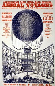 Poster zur Förderung von "Luftreisen über London", veröffentlicht 1867 (Farblithographie) von English School