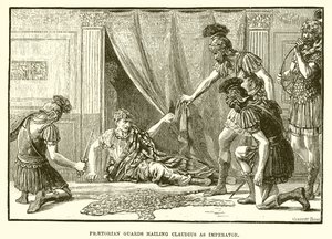 Prätorianergarde begrüßt Claudius als Imperator von English School