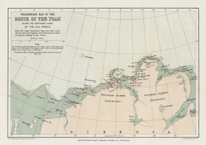 Vorläufige Karte der Route der Fram entlang der Nordküste der alten Welt