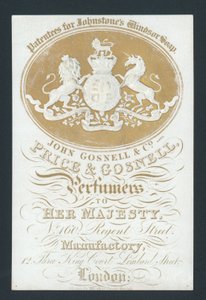 Price und Gosnell, Parfümeure Ihrer Majestät, Visitenkarte von English School