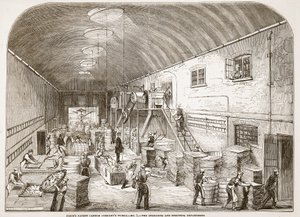 Die Werke der Prices Patent Candle Company, Nr.1: Die Abteilung für Verbreitung und Abstreifen, aus The Illustrated London News, 1849
