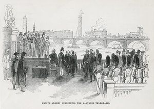 Prinz Albert inspiziert den galvanischen Telegraphen von English School