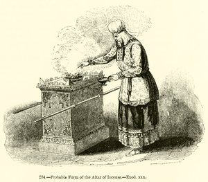 Wahrscheinliche Form des Räucheraltars, Exodus xxx (Stich) von English School