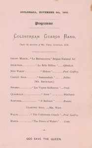 Programm für das Bankett in der Guildhall, London, am 9. November 1866