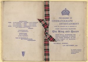 Programm der Kinematographenunterhaltung in Anwesenheit des Königs und der Königin