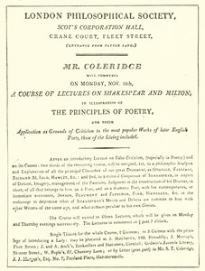 Programm von Coleridges Vorlesungen von 1808