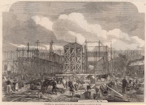 Fortschritt am Internationalen Ausstellungsgebäude von 1862 von English School