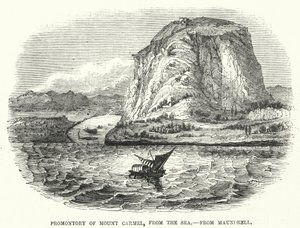 Vorgebirge des Berges Karmel, vom Meer aus, nach Maundrell (Gravur)