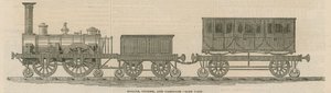 Prossers Holzbahn: Lokomotive, Tender und Wagen, Seitenansicht von English School
