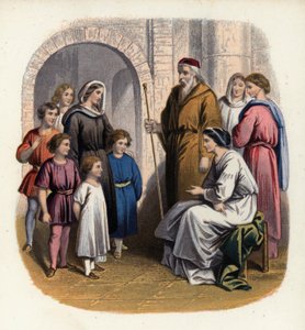 Prudence unterrichtet Christianas Kinder, Illustration aus Die Pilgerreise von John Bunyan