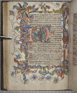 Psalter mit Sarum-Kalender, Fol 40 verso, ca. 1425-75 (Tinte, Farbe & Gold auf Pergament) von English School