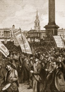 Öffentliche Versammlung auf dem Trafalgar Square zur Erinnerung an den Blutigen Sonntag, 1892, Illustration aus Cassells Illustrierter Geschichte Englands von English School