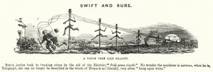 Schnell und sicher - der Einsatz der elektrischen Telegrafie zur Verbrechensverfolgung (Stich) von English School