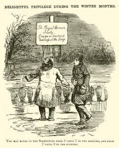 Punch-Karikatur: Schwimmen im Serpentine, Hyde Park, London von English School