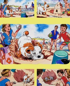 Welpe am Strand von English School