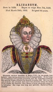 Königin Elisabeth I (farbige Gravur) von English School