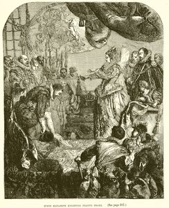 Königin Elisabeth schlägt Francis Drake zum Ritter von English School