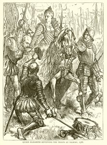Königin Elizabeth inspiziert die Truppen in Tilbury, 1588 von English School