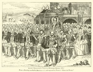 Königin Elizabeths Besuch im Hunsdon House, 1571 von English School