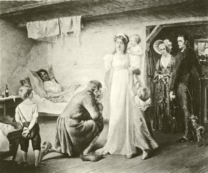 Königin Luise von Preußen besucht die Armen (Gravur) von English School