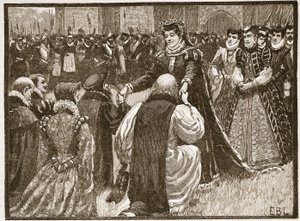Königin Maria und die Staatsgefangenen im Tower, Illustration aus Cassells Illustrierter Geschichte Englands von English School