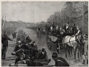 Königin Victoria - Die Inspektion durch Ihre Majestät die Königin des Ambulanzkorps von Colonel Seey im Windsor Park. Illustration für The Graphic von English School