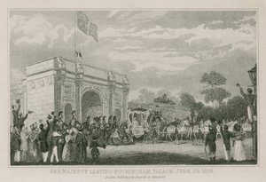 Königin Victoria verlässt den Buckingham Palace, 28. Juni 1838 von English School