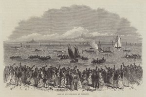 Rennen von sechs Rettungsbooten in Penzance (Gravur)