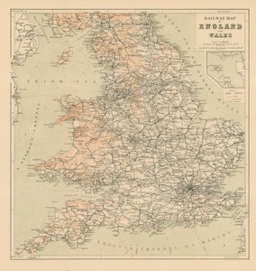 Eisenbahnkarte von England und Wales (Litho) von English School