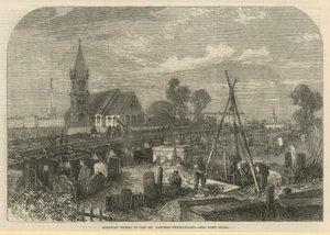 Eisenbahnarbeiten im alten St Pancras Kirchhof von English School