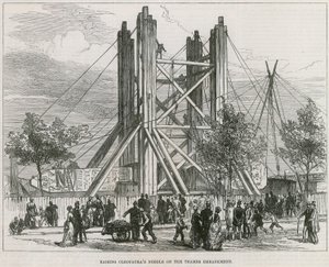 Aufrichten von Cleopatras Nadel an der Thames Embankment
