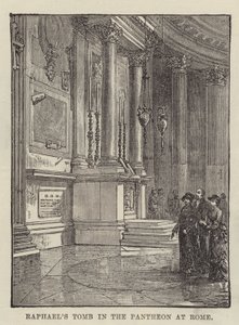 Raphaels Grab im Pantheon in Rom (Gravur)