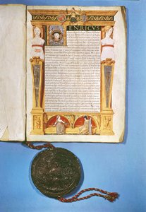 Ratifizierung des Vertrags von Ardres durch Heinrich VIII. (1491-1547), 17. Juli 1546 von English School