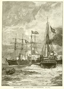 Empfang der französischen Flotte in Portsmouth von English School