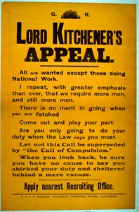 Rekrutierungsplakat - Lord Kitcheners Aufruf, 1914-18
