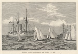 Regatta in Sansibar, Segelpinassenrennen, Rundung der HMS Brisk